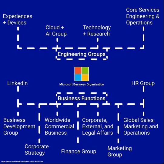 Figura 1. Organización de negocios de Microsoft.